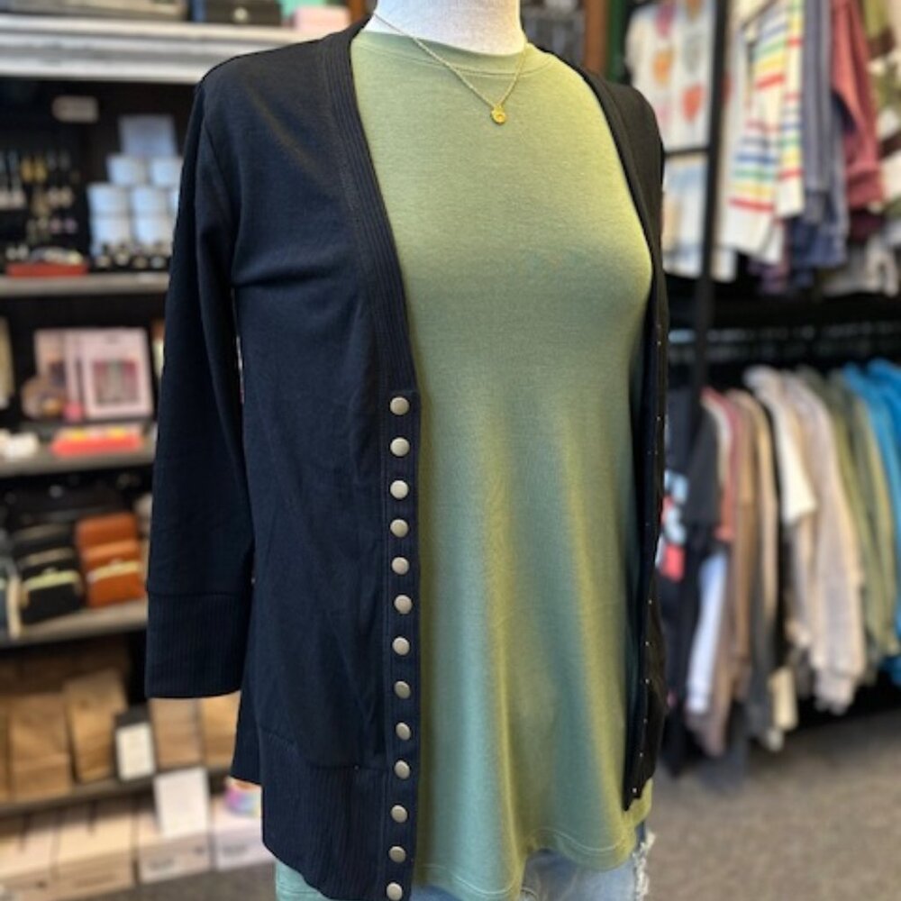 NWT Boutique Black 3/4 Sleeve Cardigan